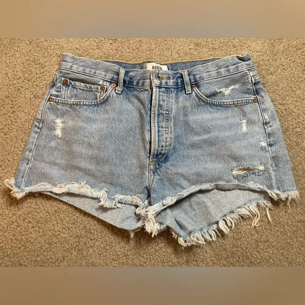 Agolde Parker Cut Off Denim Short Light Wash Size 29